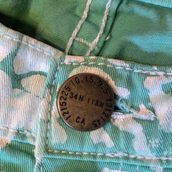 DVF x Current/Elliott Womens Sz 26-0 Jeans Painted Skinny Mint Floral High Waist - Picture 7 of 10